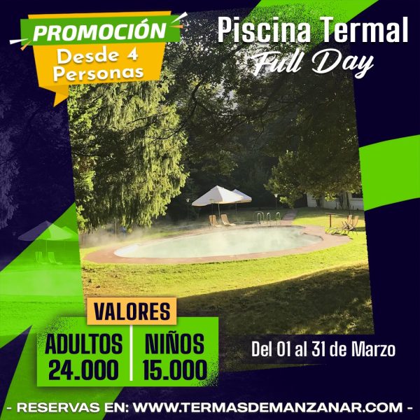 Promoción Piscina Full Day - Desde 4 Personas - Marzo